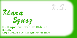 klara szusz business card